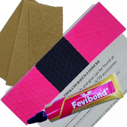 Neon Pink and Black Cricket Bat Toe Guard Kit