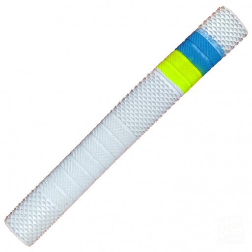 White / Neon Yellow / Sky Blue Penta Cricket Bat Grip