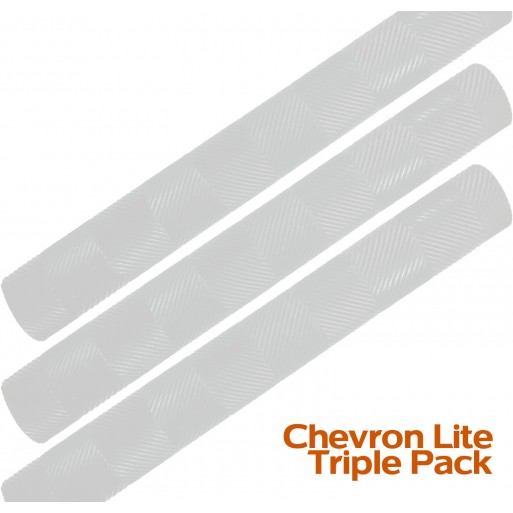 White Chevron Lite Cricket Bat Grip Triple Pack