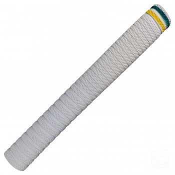 White with Green and Yellow Dynamite Cricket Bat Grip