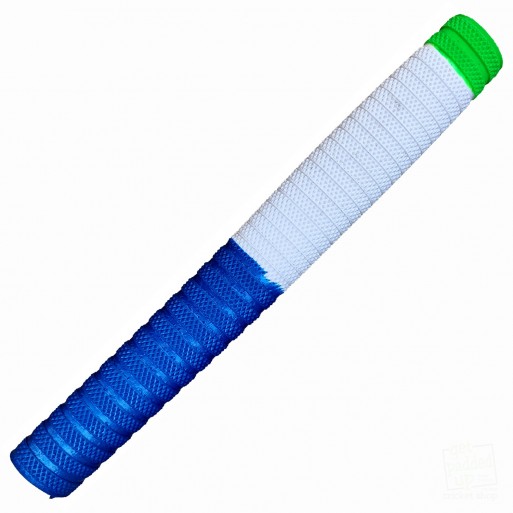 Metallic Blue, White and Lime Green Dynamite Cricket Bat Grip