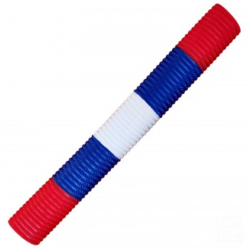 Red, Royal Blue and White Bracelet 5-Bar Cricket Bat Grip
