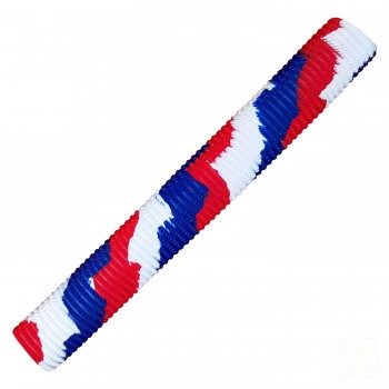 Red, Royal Blue and White Bracelet Splash-Spiral Cricket Bat Grip