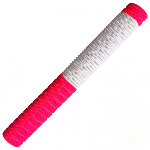 Neon Pink and White Duplex Cricket Bat Grip